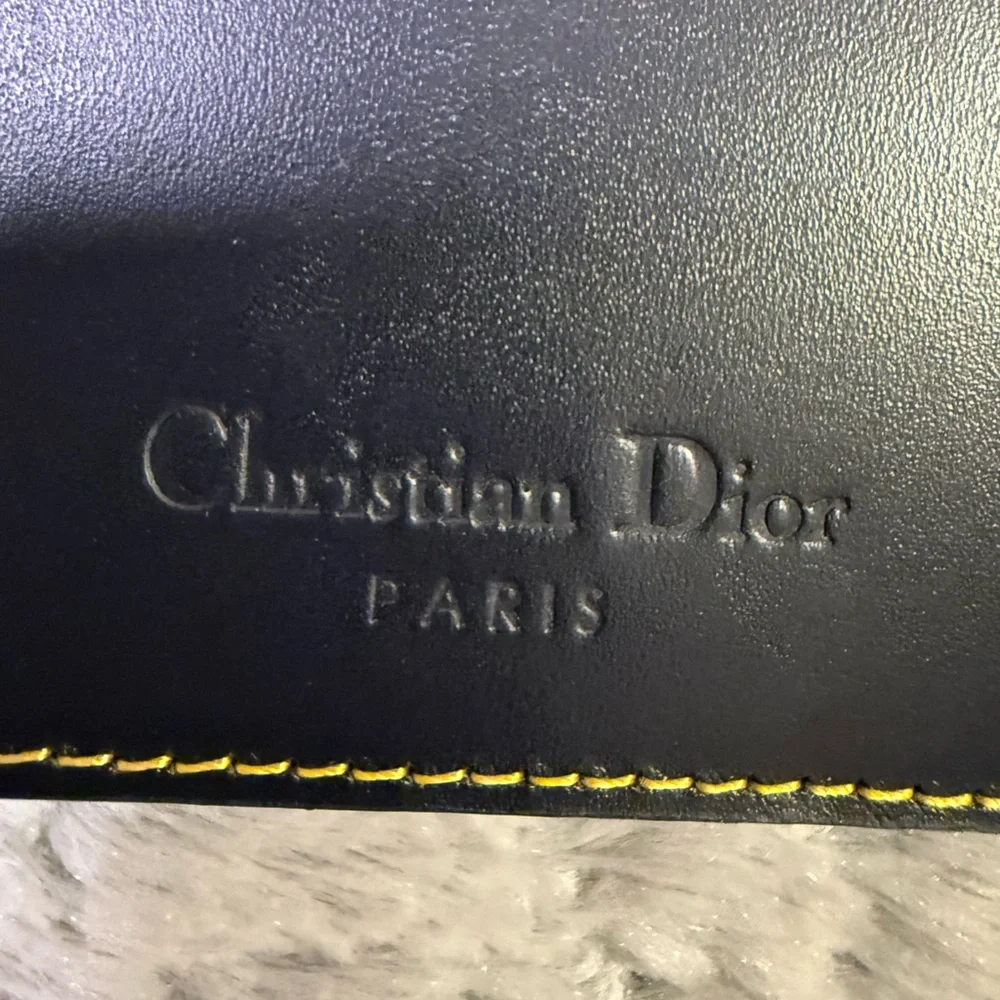 Dior Navy Blue Monogram Trotter Saddle Flap Long Wallet